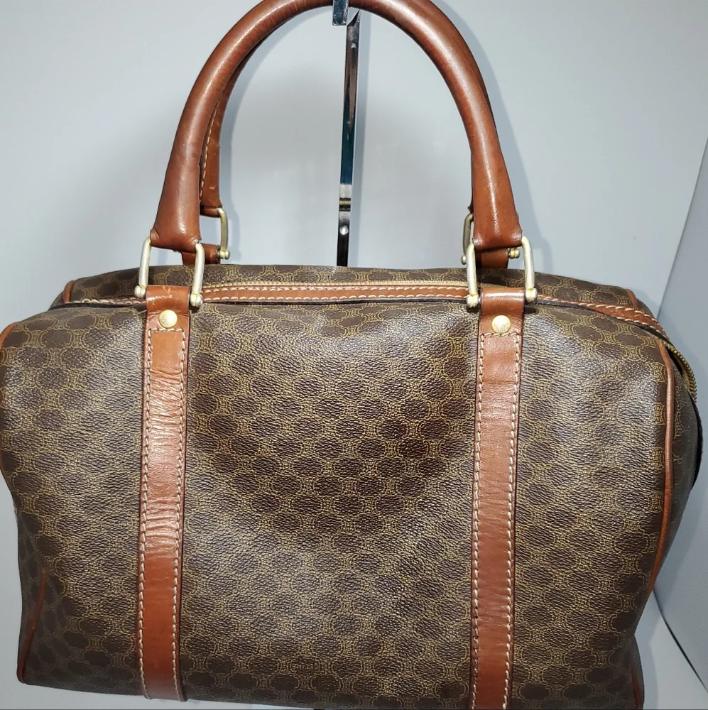 Celine Vintage Boston Bag  in Brown Macadame Coated  Canvas . - Picture 13 of 13